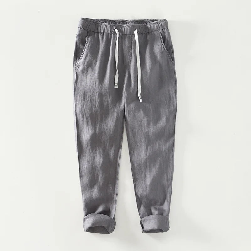 Men's Linen Trousers HARTTMAN HT376 in Grey