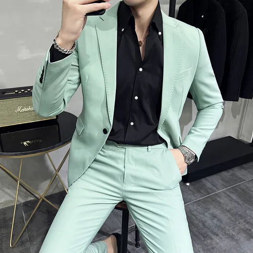 Men's Cotton Blazer HARTTMAN HT005 in Light Green