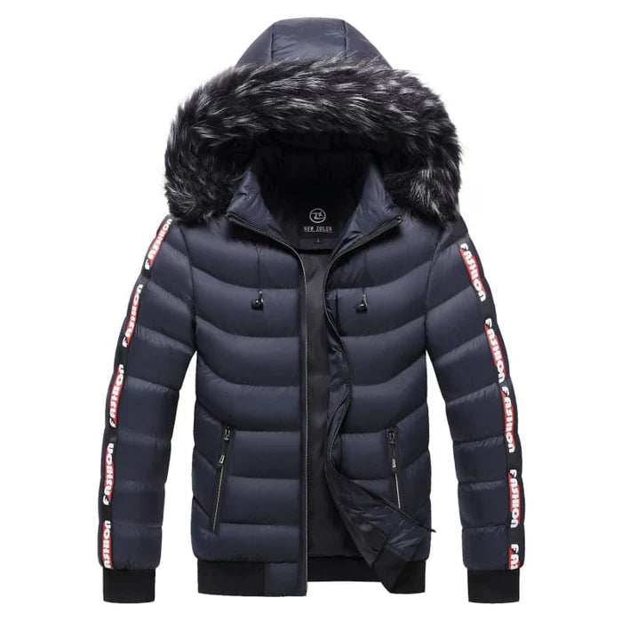 Men's Puffer Jacket with Lined Hood HARTTMAN HT112 in Blue