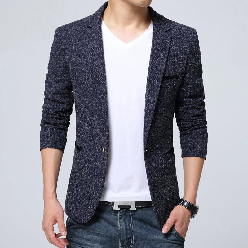 Men's Cotton Blazer HARTTMAN HT007 in Navy Blue