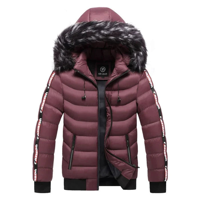 Men's Puffer Jacket with Lined Hood HARTTMAN HT112 in Wine