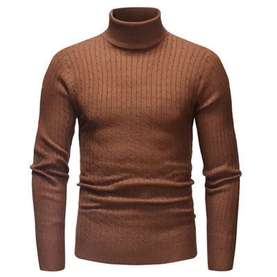 Men's High Neck Pullover Sweater HARTTMAN HT177 in Brown