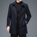 Men's Short Formal Wool Overcoat HARTTMAN HT217 in Navy Blue