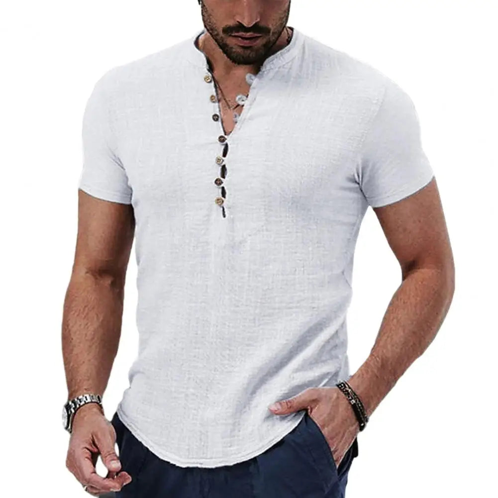 Men's Cotton and Linen Shirt HARTTMAN HT074 in White